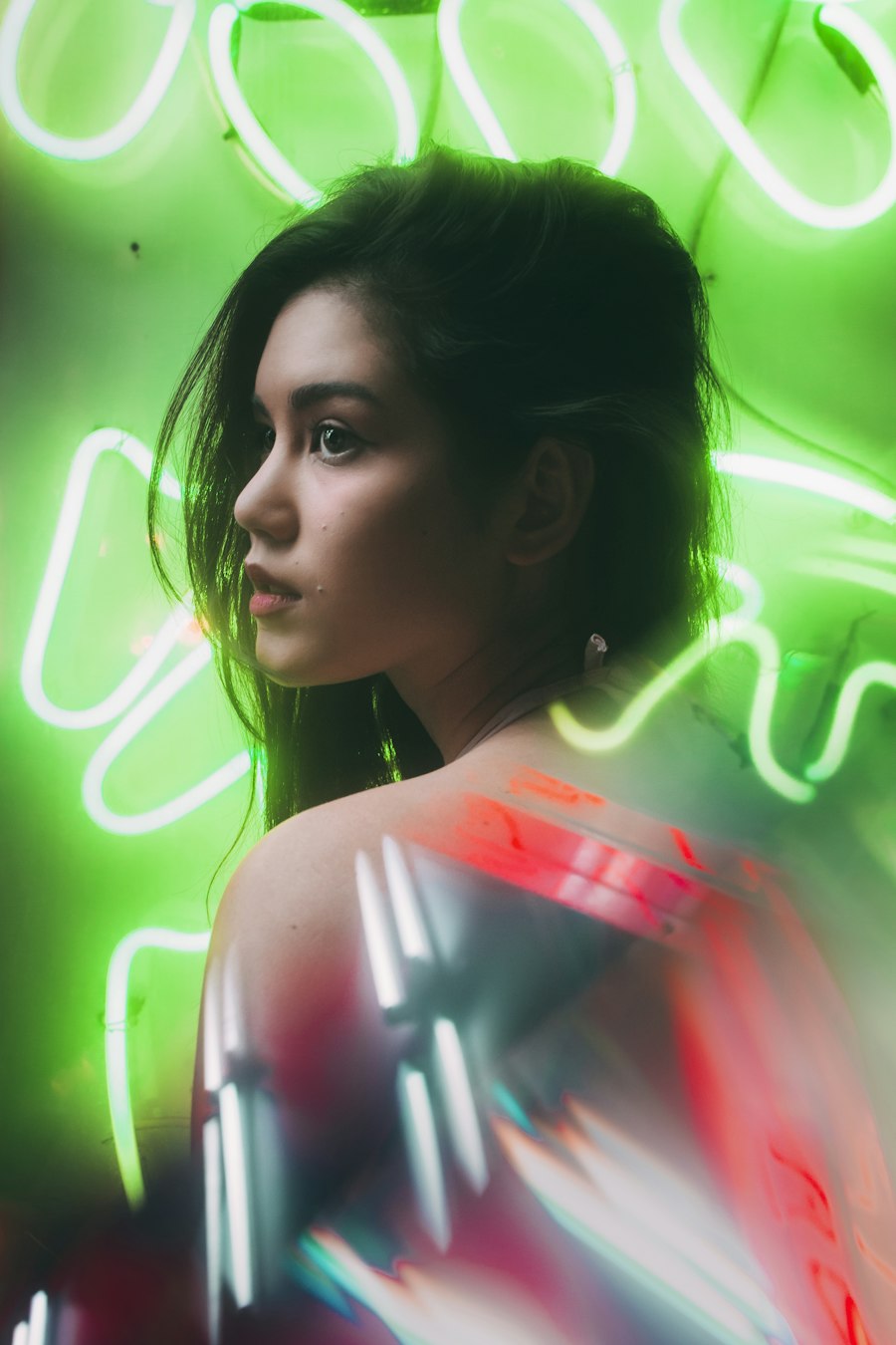 Neon Hoodie in black, worn