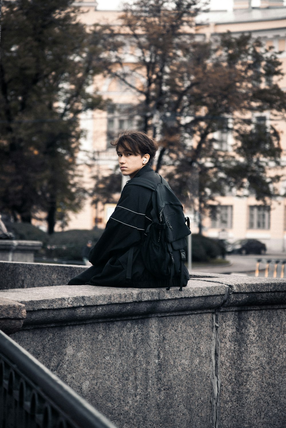 Field Jacket in black, worn